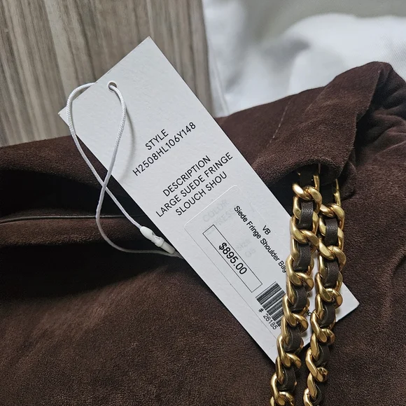 Veronica Beard Large Suede Fringe Slouch Shoulder Bag - Picture 12 of 16